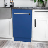 ZLINE 18" Tallac Series 3rd Rack Top Control Dishwasher with Traditional Handle, 51dBa [Color: Blue Matte] - (DWVBM18)