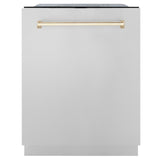 ZLINE Autograph Edition 24" 3rd Rack Top Touch Control Tall Tub Dishwasher in Stainless Steel with Accent Handle, 45dBa (DWMTZ-304-24) [Color: Gold] - (DWMTZ30424G)