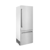 ZLINE 30" 16.1 cu. ft. Built-In 2-Door Bottom Freezer Refrigerator with Internal Water and Ice Dispenser in Stainless Steel (RBIV-304-30) - (RBIV30430)