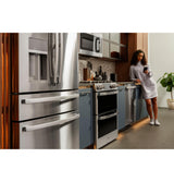 GE Profile(TM) 30" Smart Slide-In Front-Control Gas Double Oven Convection Fingerprint Resistant Range - (PGS960YPFS)