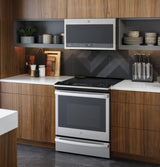 GE Profile(TM) 30" Smart Slide-In Electric Convection Fingerprint Resistant Range with No Preheat Air Fry - (PSS93YPFS)