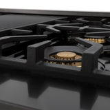 ZLINE Autograph Edition 48 in. Porcelain Rangetop with 7 Gas Burners in Black Stainless Steel and Champagne Bronze Accents (RTBZ-48-CB) [Color: Champagne Bronze] - (RTBZ48CB)