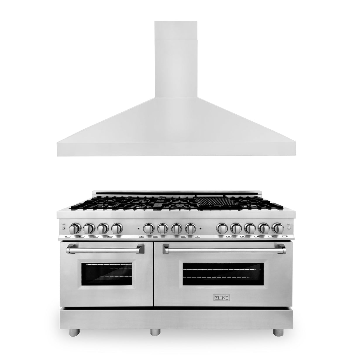 ZLINE 60 in. Kitchen Package with Stainless Steel Dual Fuel Range and Convertible Vent Range Hood (2KP-RARH60) - (2KPRARH60)