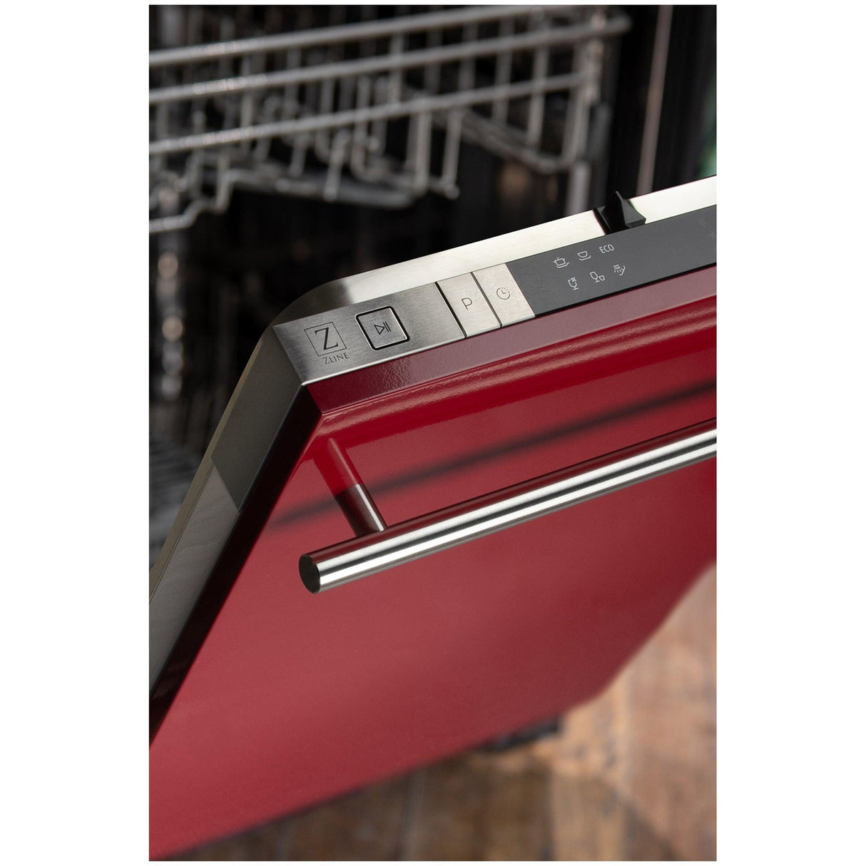 ZLINE 18 in. Compact Top Control Dishwasher with Stainless Steel Tub and Modern Style Handle, 52 dBa (DW-18) [Color: Red Gloss] - (DWRGH18)