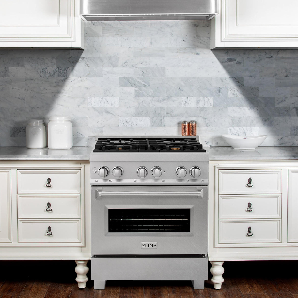 ZLINE 30 in. 4.0 cu. ft. Dual Fuel Range with Gas Stove and Electric Oven in All DuraSnow Stainless Steel with Color Door Options (RAS-SN-30) [Color: White Matte] - (RASWM30)