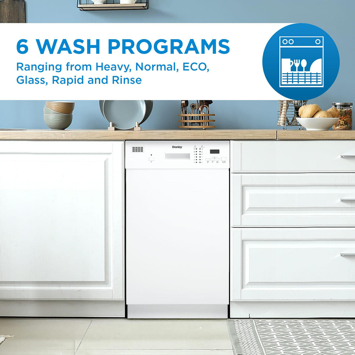 Danby 18" Wide Built-in Dishwasher in White - (DDW1804EW)