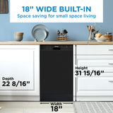 Danby 18" Wide Built-in Dishwasher in Black - (DDW18D1EB)