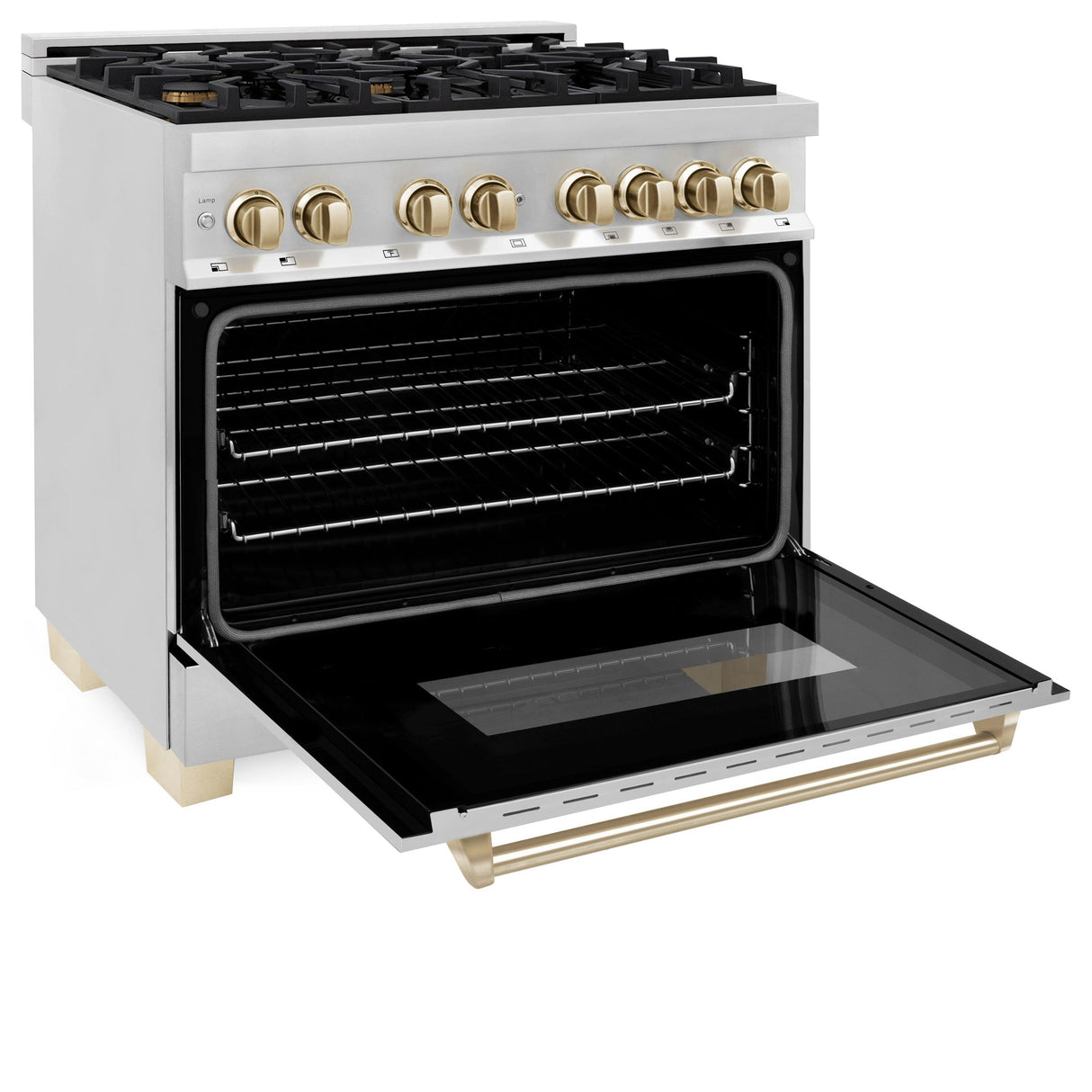 ZLINE Autograph Edition 36" 4.6 cu. ft. Dual Fuel Range with Gas Stove and Electric Oven in Stainless Steel with Accents (RAZ-36) [Color: Gold] - (RAZ36G)