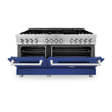 ZLINE 60 in. 7.4 cu. ft. Dual Fuel Range with Gas Stove and Electric Oven in Stainless Steel with Color Options (RA60) [Color: Blue Matte] - (RABM60)