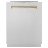 ZLINE Autograph Edition 24" 3rd Rack Top Touch Control Tall Tub Dishwasher in Stainless Steel with Accent Handle, 45dBa (DWMTZ-304-24) [Color: Gold] - (DWMTZ30424G)