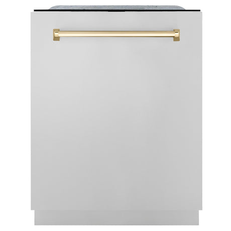 ZLINE Autograph Edition 24" 3rd Rack Top Touch Control Tall Tub Dishwasher in Stainless Steel with Accent Handle, 45dBa (DWMTZ-304-24) [Color: Gold] - (DWMTZ30424G)