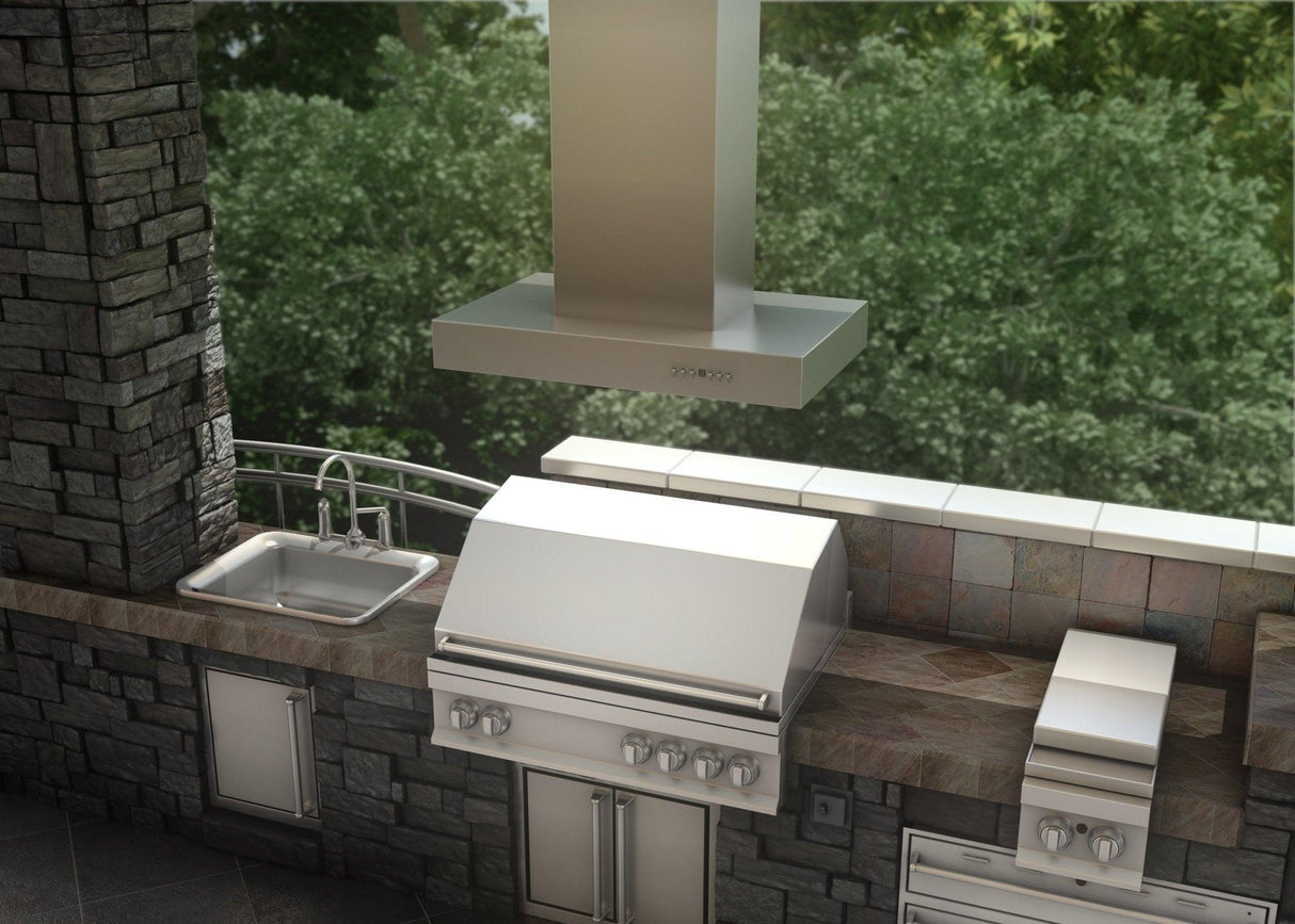 ZLINE Ducted Outdoor Island Mount Range Hood in Stainless Steel (KECOMi-304) - (KECOMI30436)