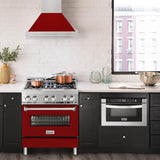 ZLINE 30 in. Stainless Steel Range Hood with Colored Shell Options and Stainless Steel Handle (8654STX-30) [Color: Red Gloss] - (8654STXRG30)