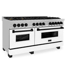 ZLINE Autograph Edition 60 in. 7.4 cu. ft. Dual Fuel Range with Gas Stove and Electric Oven in DuraSnow Stainless Steel with White Matte Door and Accents (RASZ-WM-60) [Color: Matte Black Accents] - (RASZWM60MB)