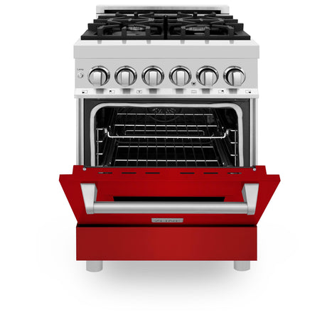 ZLINE 24 in. Professional Dual Fuel Range with Color Door Options (RA24) [Color: Red Gloss] - (RARG24)