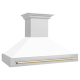 ZLINE 48 in. Autograph Edition Stainless Steel Range Hood with White Matte Shell and Handle (8654STZ-WM48) [Color: Gold] - (8654STZWM48G)