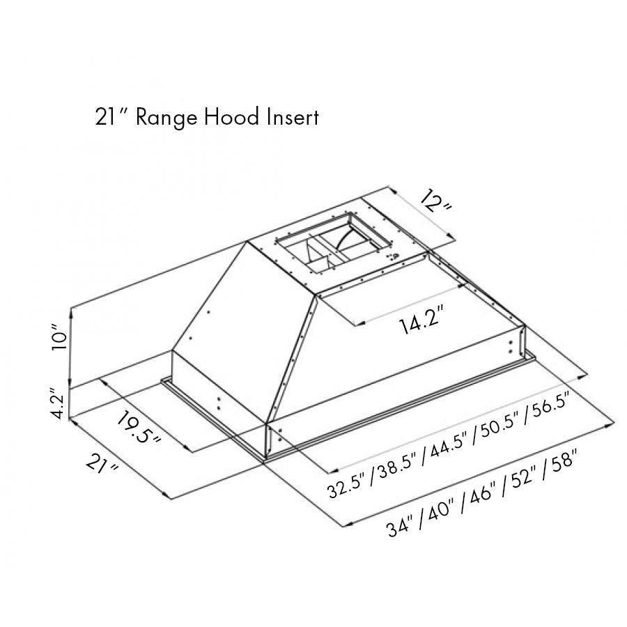 ZLINE Ducted Wall Mount Range Hood Insert in Stainless Steel (721) - (72134)