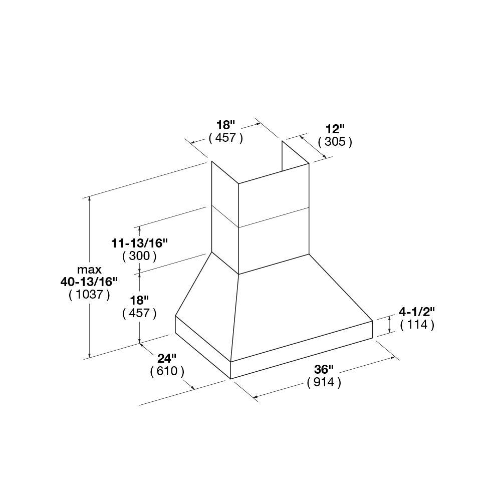 36" PRO CHIMNEY HOOD - (F6PC36DS1)