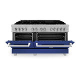 ZLINE 60 in. 7.4 cu. ft. Dual Fuel Range with Gas Stove and Electric Oven in DuraSnow Stainless Steel and Colored Door Options (RAS-60) [Color: DuraSnow Stainless Steel with Blue Matte Door] - (RASBM60)