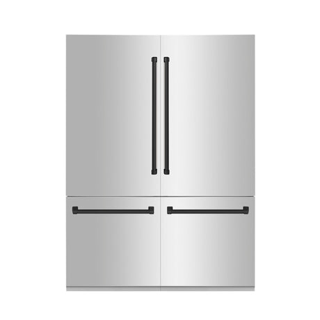 ZLINE 60" Autograph Edition 32.2 cu. ft. Built-in 4-Door French Door Refrigerator with Internal Water and Ice Dispenser in Stainless Steel with Matte Black Accents (RBIVZ-304-60-MB) - (RBIVZ30460MB)