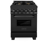 ZLINE 24 in. Professional Dual Fuel Range in Black Stainless Steel (RAB-BR-24) - (RABBR24)