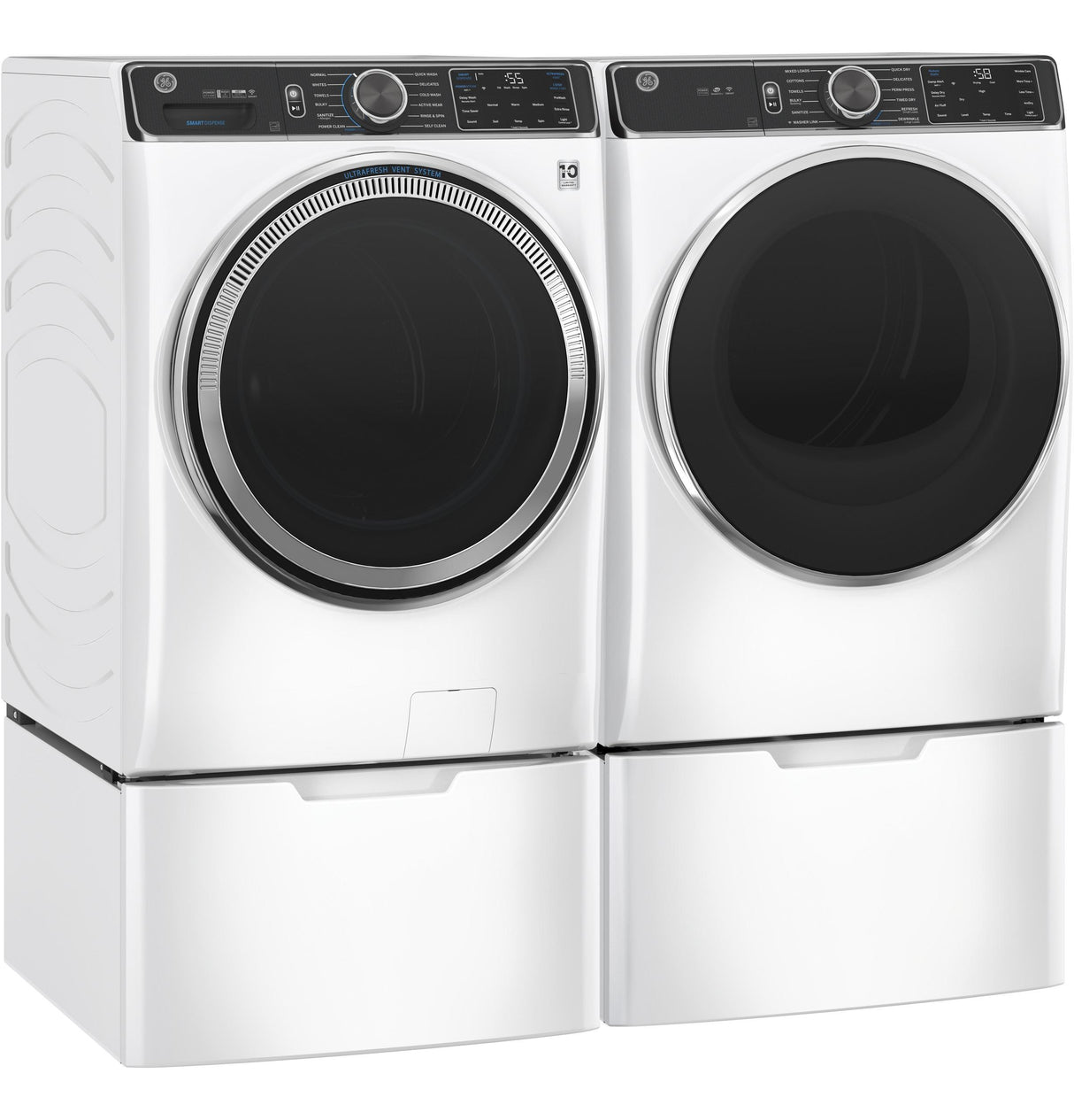 GE(R) ENERGY STAR(R) 7.8 cu. ft. Capacity Smart Front Load Electric Dryer with Steam and Sanitize Cycle - (GFD85ESSNWW)