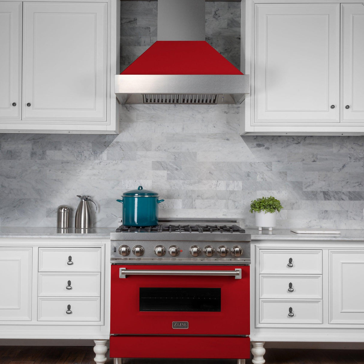 ZLINE 30 in. 4.0 cu. ft. Dual Fuel Range with Gas Stove and Electric Oven in All DuraSnow Stainless Steel with Color Door Options (RAS-SN-30) [Color: Red Matte] - (RASRM30)