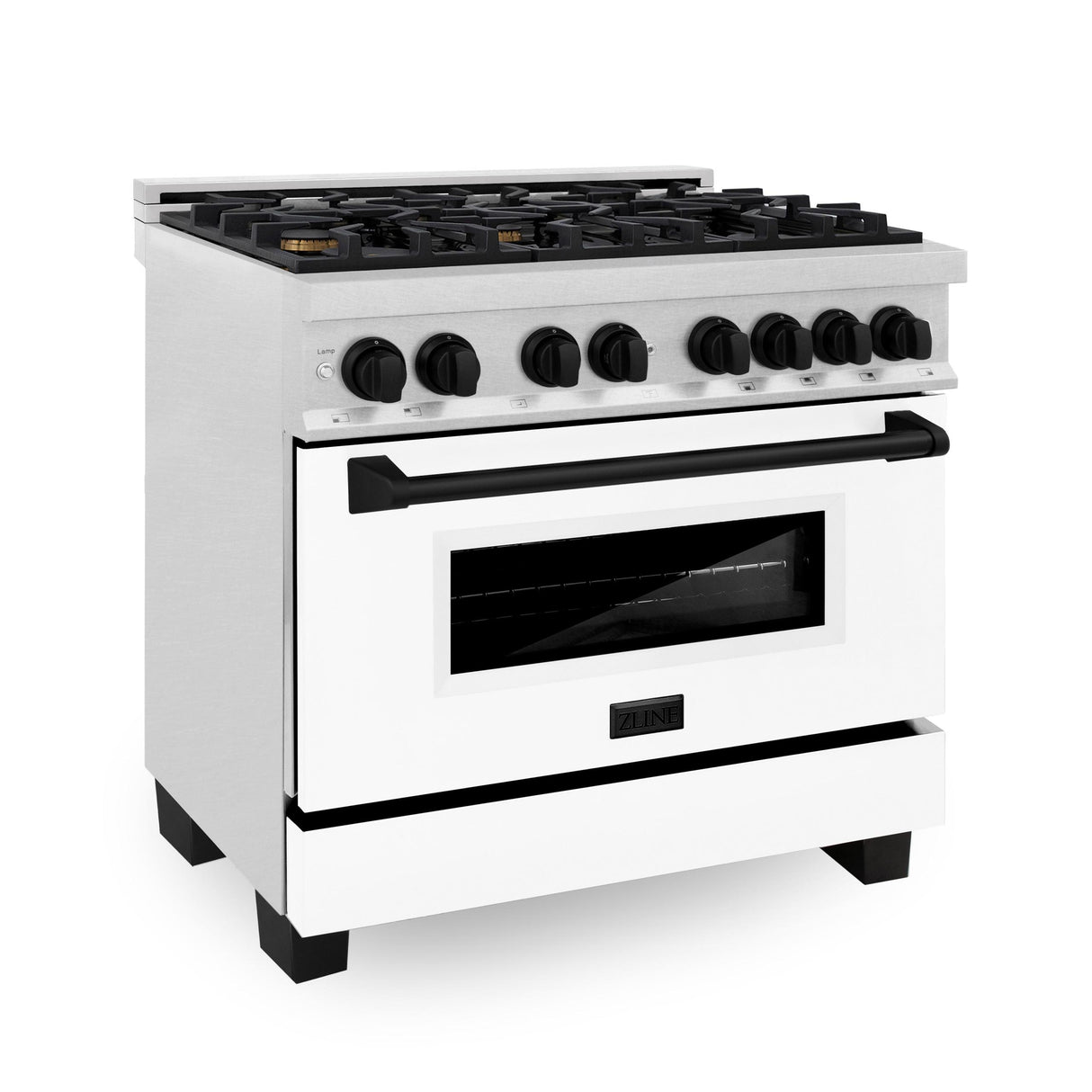 ZLINE Autograph Edition 36" 4.6 cu. ft. Dual Fuel Range with Gas Stove and Electric Oven in DuraSnow Stainless Steel with White Matte Door and Accents (RASZ-WM-36) [Color: Matte Black] - (RASZWM36MB)