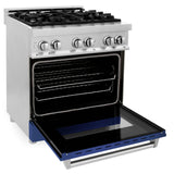 ZLINE 30 in. Dual Fuel Range with Gas Stove and Electric Oven in Stainless Steel (RA30) [Color: Blue Matte] - (RABM30)