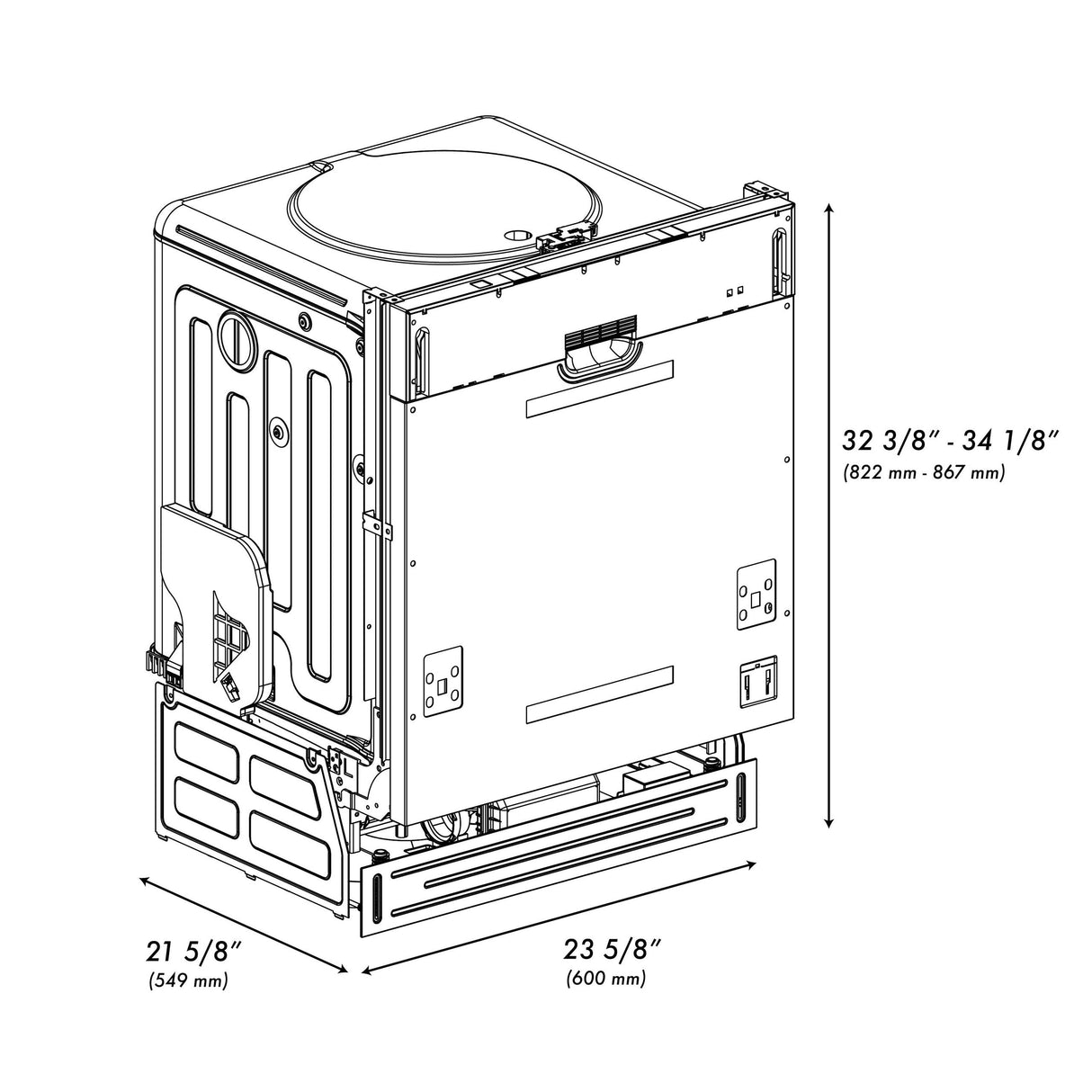 ZLINE 24 in. Panel Ready Top Control Dishwasher with Stainless Steel Tub, 52dBa (DW7713-24) [Color: Panel Ready] - (DW771324)