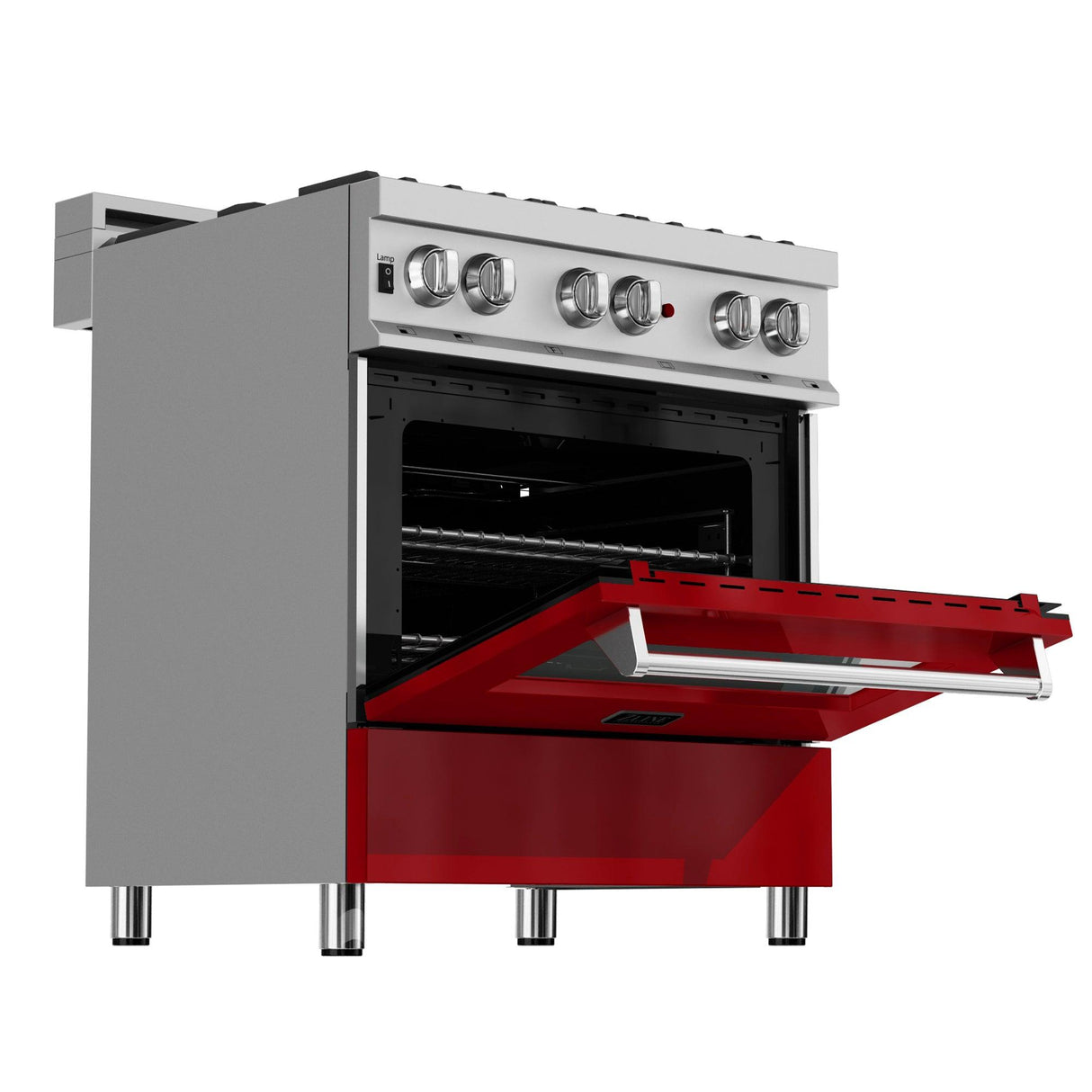 ZLINE 30 in. 4.0 cu. ft. Dual Fuel Range with Gas Stove and Electric Oven in All DuraSnow Stainless Steel with Color Door Options (RAS-SN-30) [Color: Red Matte] - (RASRM30)