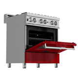 ZLINE 30 in. 4.0 cu. ft. Dual Fuel Range with Gas Stove and Electric Oven in All DuraSnow Stainless Steel with Color Door Options (RAS-SN-30) [Color: Red Matte] - (RASRM30)