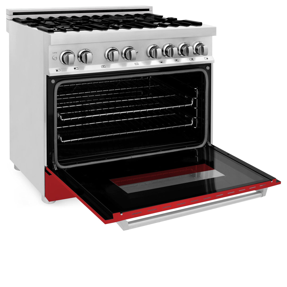 ZLINE 36 in. Dual Fuel Range with Gas Stove and Electric Oven in Stainless Steel (RA36) [Color: Red Matte] - (RARM36)