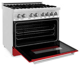 ZLINE 36 in. Dual Fuel Range with Gas Stove and Electric Oven in Stainless Steel (RA36) [Color: Red Matte] - (RARM36)