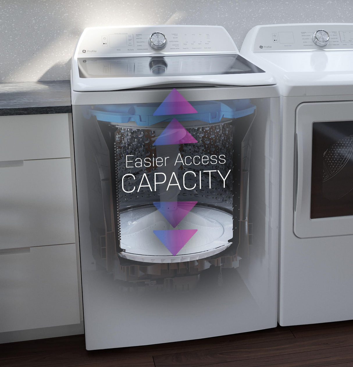 GE Profile(TM) ENERGY STAR(R) 5.0 cu. ft. Capacity Washer with Smarter Wash Technology and FlexDispense(TM) - (PTW600BPRDG)