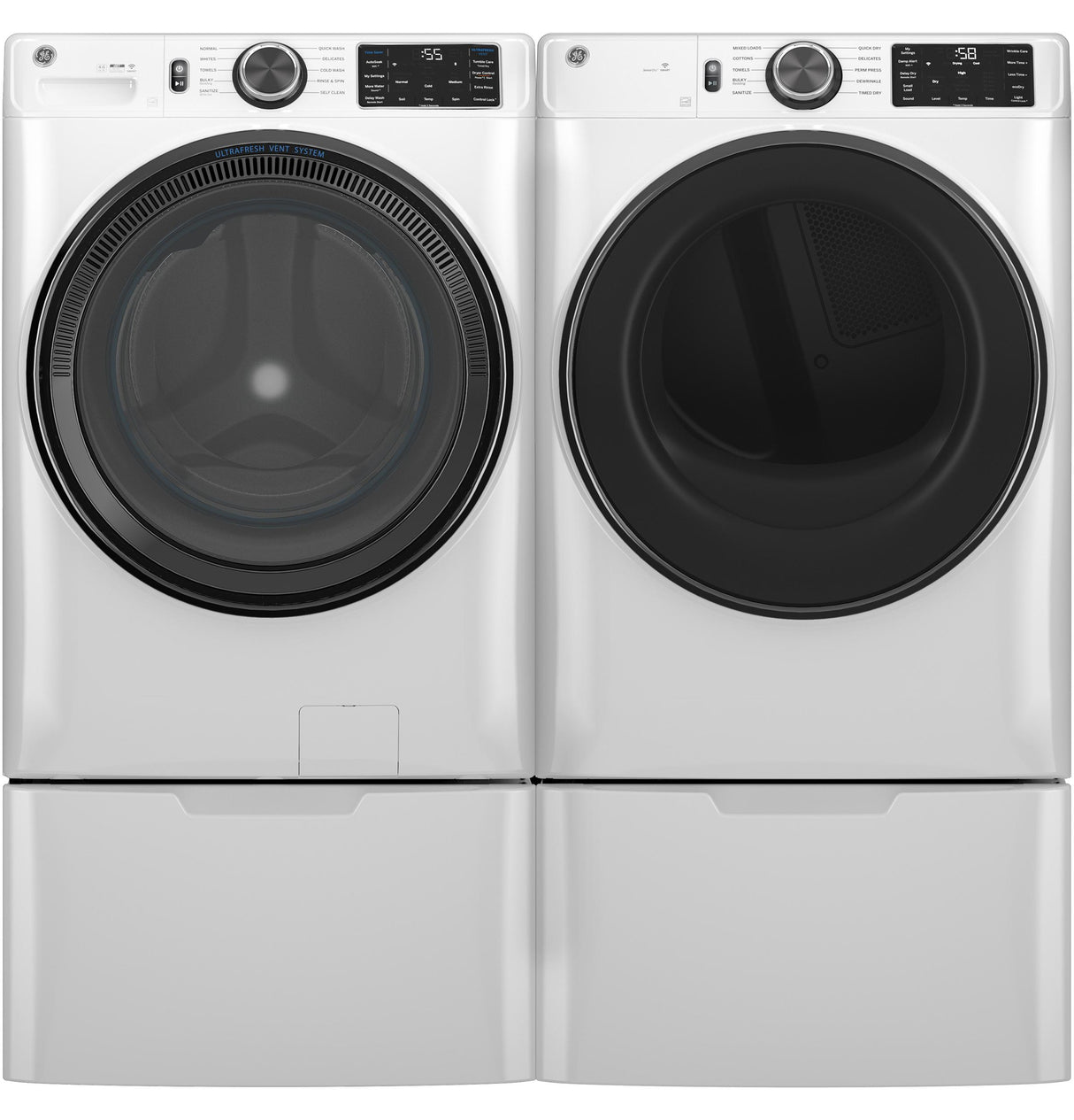 GE(R) ENERGY STAR(R) 7.8 cu. ft. Capacity Smart Front Load Electric Dryer with Sanitize Cycle - (GFD55ESSNWW)