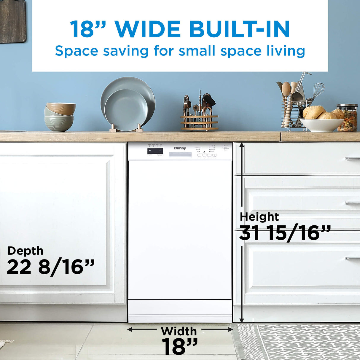 Danby 18" Wide Built-in Dishwasher in White - (DDW18D1EW)