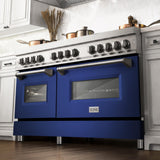 ZLINE 60 in. 7.4 cu. ft. Dual Fuel Range with Gas Stove and Electric Oven in Stainless Steel with Color Options (RA60) [Color: Blue Matte] - (RABM60)