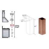 ZLINE 61 in. Hand Hammered Copper Finished Chimney Extension for Ceilings up to 12.5 ft. (8GL2Hi-E) - (8GL2HIE)