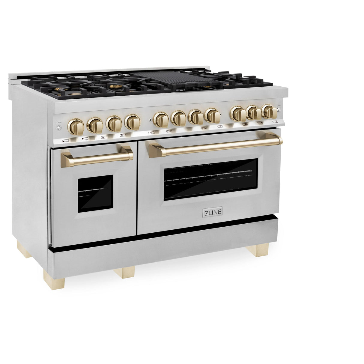 ZLINE Autograph Edition 48" 6.0 cu. ft. Dual Fuel Range with Gas Stove and Electric Oven in Stainless Steel with Accents (RAZ-48) [Color: Gold] - (RAZ48G)