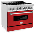 ZLINE 36 in. Dual Fuel Range with Gas Stove and Electric Oven in Stainless Steel (RA36) [Color: Red Matte] - (RARM36)