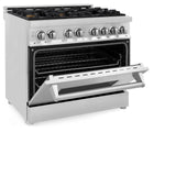 ZLINE 36 in. Dual Fuel Range with Gas Stove and Electric Oven in Stainless Steel (RA36) [Color: Stainless Steel with Brass Burners] - (RABR36)