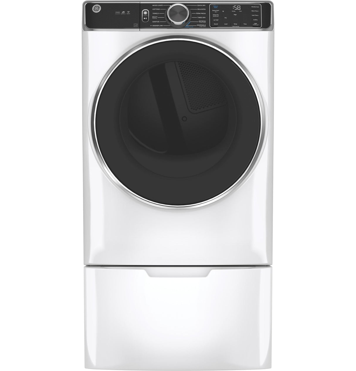 GE(R) ENERGY STAR(R) 7.8 cu. ft. Capacity Smart Front Load Electric Dryer with Steam and Sanitize Cycle - (GFD85ESSNWW)