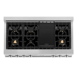 ZLINE 48" Porcelain Gas Stovetop in Fingerprint Resistant Stainless Steel with 7 Gas Brass Burners and Griddle (RTS-BR-48) - (RTSBR48)