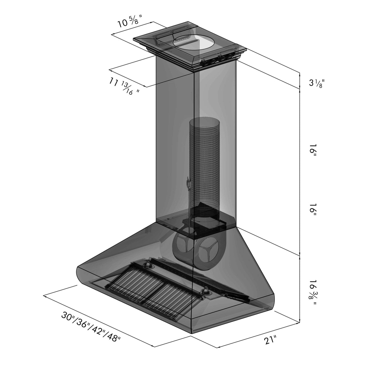 ZLINE Professional Convertible Vent Wall Mount Range Hood in Stainless Steel with Crown Molding (587CRN) - (597CRN42)