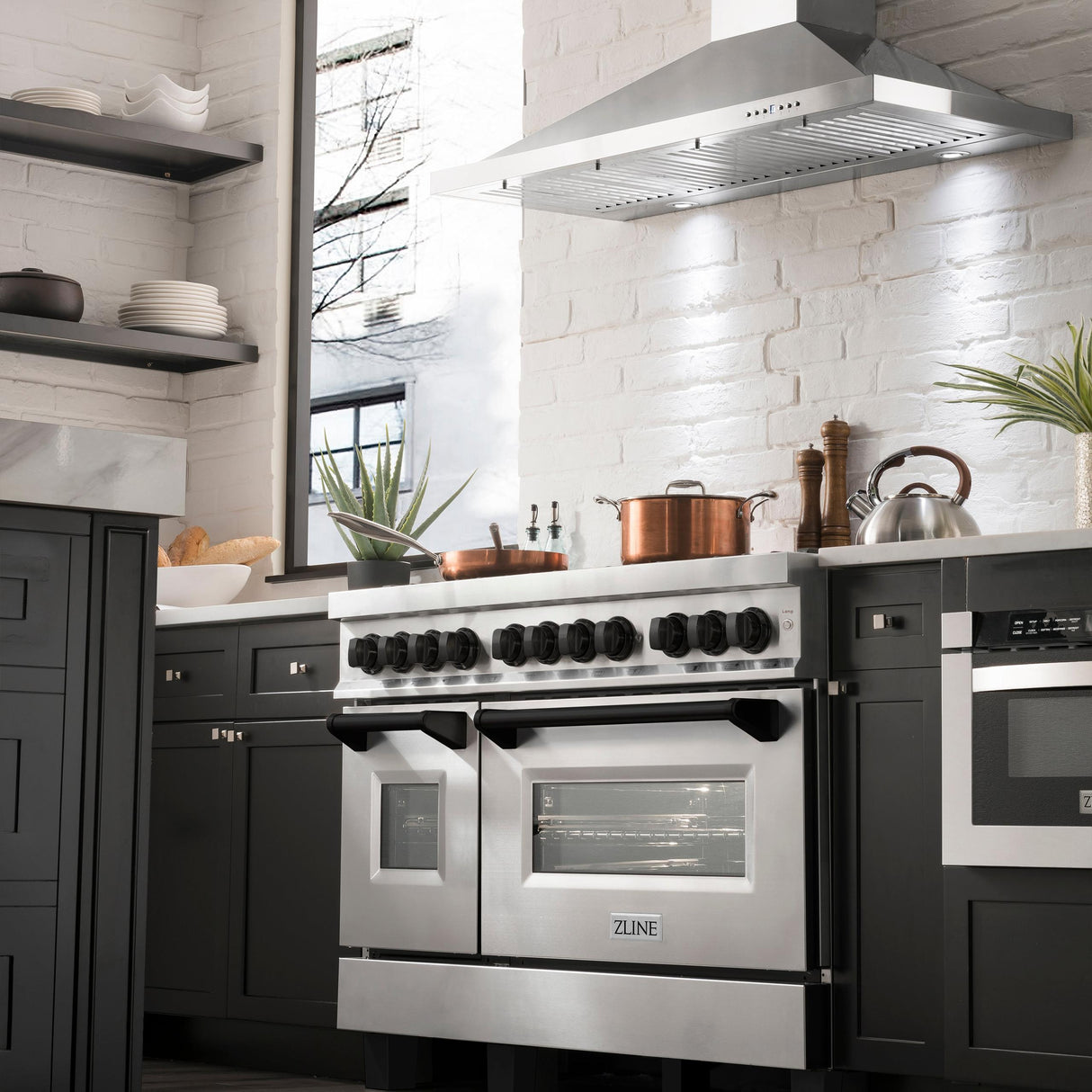 ZLINE Autograph Edition 48" 6.0 cu. ft. Dual Fuel Range with Gas Stove and Electric Oven in Stainless Steel with Accents (RAZ-48) [Color: Matte Black] - (RAZ48MB)