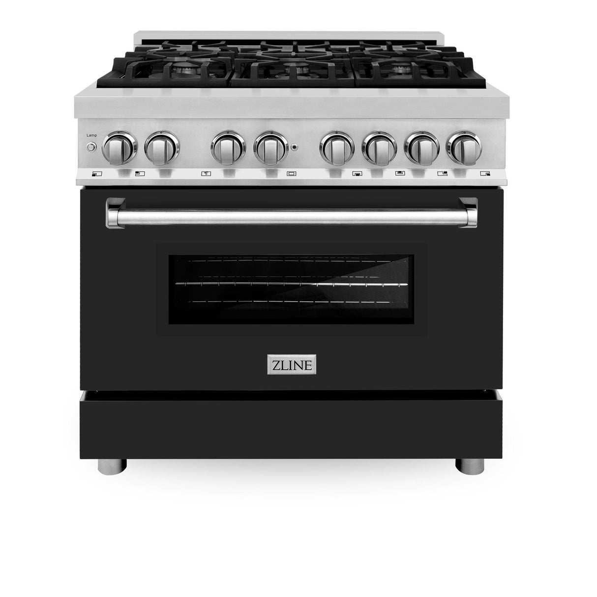 ZLINE 36 in. Dual Fuel Range with Gas Stove and Electric Oven in Stainless Steel (RA36) [Color: Black Matte] - (RABLM36)