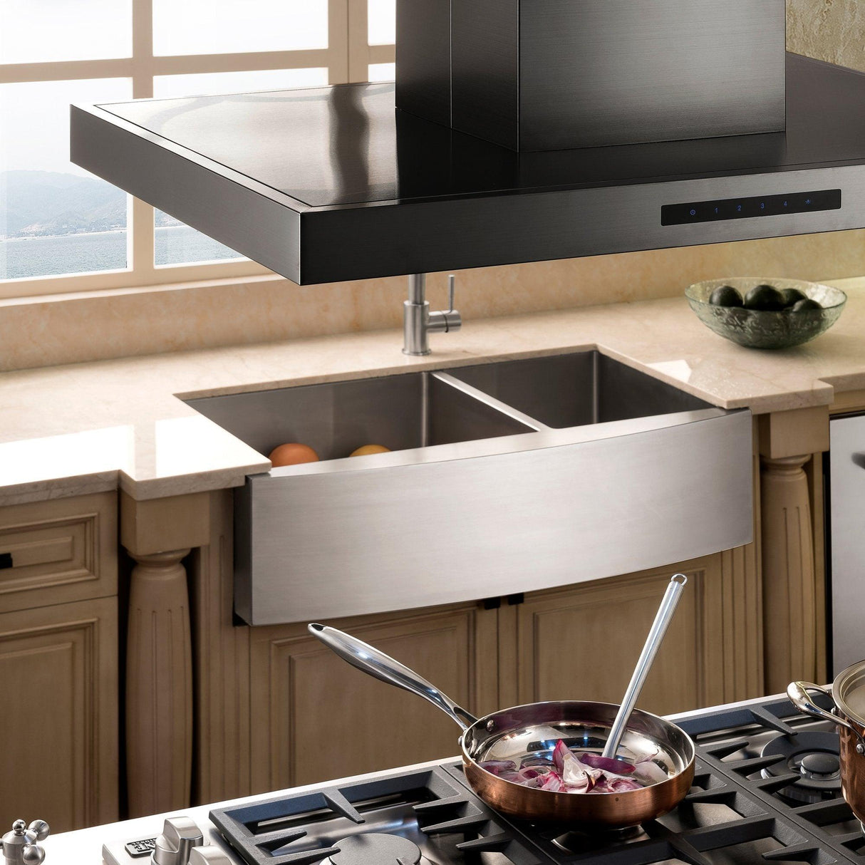 ZLINE Convertible Island Mount Range Hood in Black Stainless Steel (BSKE2iN) - (BSKE2IN30)