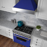 ZLINE Ducted DuraSnow Stainless Steel Range Hood with Blue Matte Shell (8654BM) - (8654BM30)