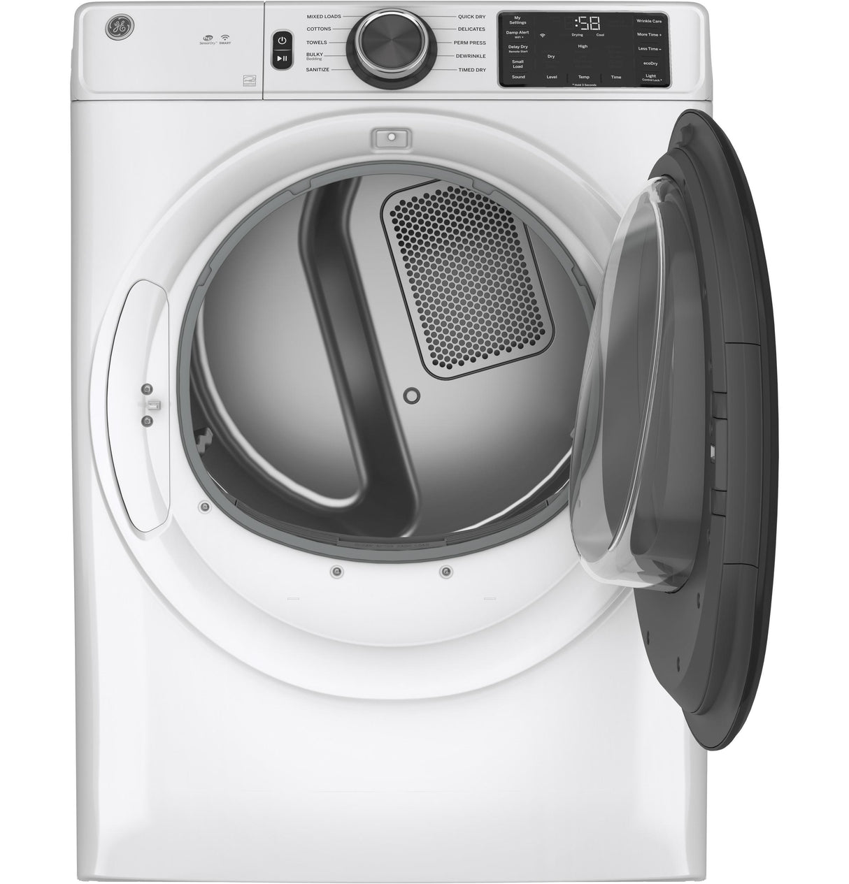 GE(R) ENERGY STAR(R) 7.8 cu. ft. Capacity Smart Front Load Gas Dryer with Sanitize Cycle - (GFD55GSSNWW)